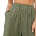 thumbnail image 4 of Defitshape Women's High Waisted Pants Wide Leg Trousers Beach Casual Palazzo Elastic Waist Casual Green Small, 4 of 4