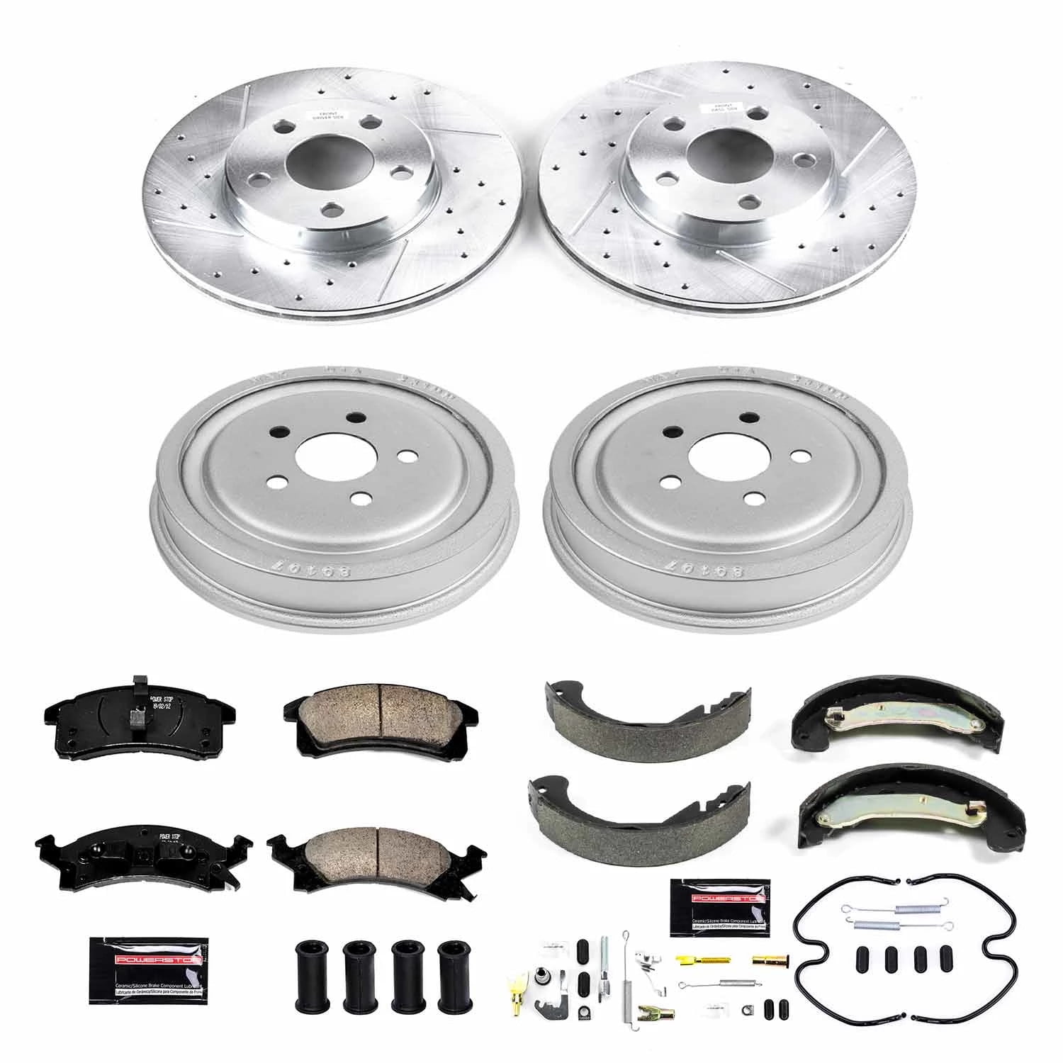PowerStop Front and Rear Z23 Evolution Sport Brake Pad Rotor Drum and Shoe Kit Fits: CHEVROLET PONTIAC Select Models K15221DK