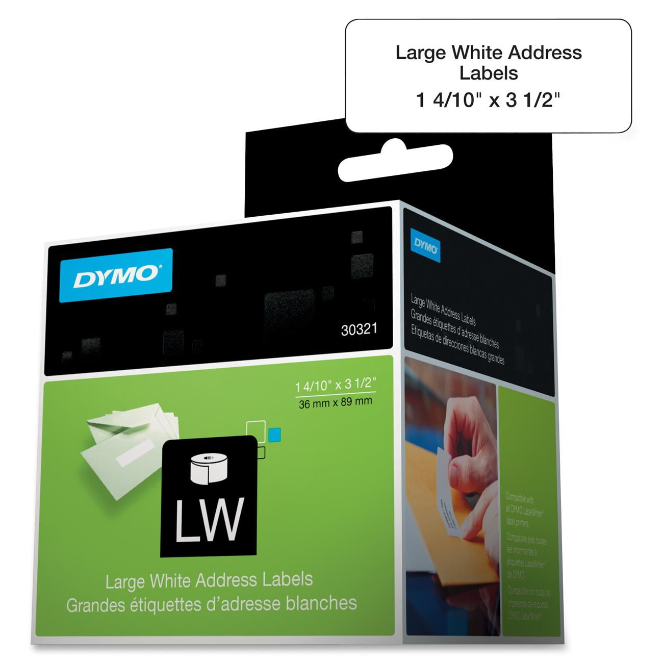 DYMO LW Large Mailing Address Labels for LabelWriter Label Printers, White, 1-4/10'' x 3-1/2 ...