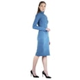 thumbnail image 2 of Artyska Women's Casual Bodycon Long Sleeve Turtle Neck Ribbed Side Slit Club Party Midi Dresses, 2 of 6