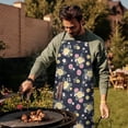 thumbnail image 4 of Pioneer Flower Floral Print Pattern Cotton Linen Apron with Pockets, Waterproof Adjustable, 33x27 Inch for Kitchen, Gardening, BBQ, Salon, 4 of 6