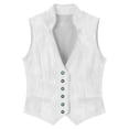 thumbnail image 4 of Zynoxe Womens Plus Size Western Vest Trendy Faux Suede Stand Collar Sleeveless Button Down Cropped Jacket Vintage Cowboy Street Outerwear White XL, 4 of 7