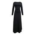 thumbnail image 6 of Sentmoon Fall Long Sleeve Dresses for Women Solid Color Crew Neck Spring Wedding Guest Dress Relaxed Fit Beach Vacation Clothes for Women, 6 of 8