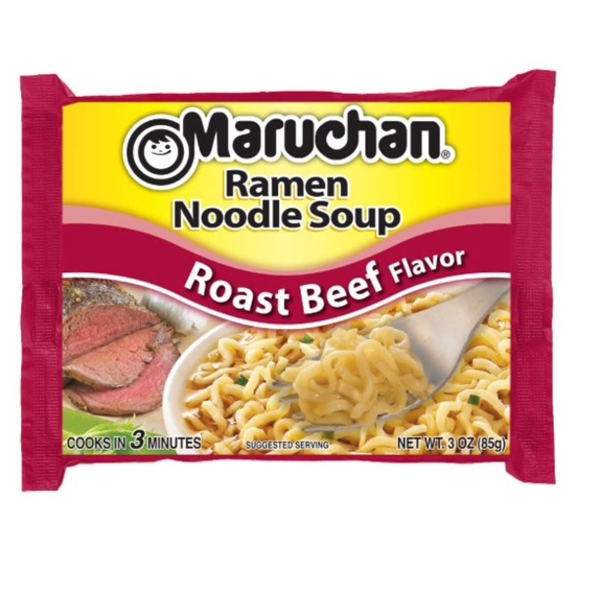 Maruchan, Ramen Creamy Chicken, Roast Beef, Chili, and Beef Noodles Variety Pack Soup, 3 Oz, 24 Ct