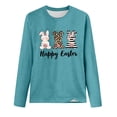 thumbnail image 5 of Easter Graphic Tee for Women Casual Long Sleeve T Shirt Holiday Print Lightweight Top Sky Blue XXXL, 5 of 5