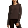 thumbnail image 2 of Kilaqueen Workout Seamless Shirts for Women Long Sleeve Yoga Running Cool Dry Breathable Thumb Holes Tops Casual Crew Neck Basic Tee Shirt Compression Shirts, 2 of 5