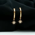 thumbnail image 3 of Rosec Jewels Real Diamond Star Drop Earrings for Women (HI-SI Grade) - Half Hoop Drop Earrings - Ready to Gift with Jewelry Box, 18K Yellow Gold, 3 of 8