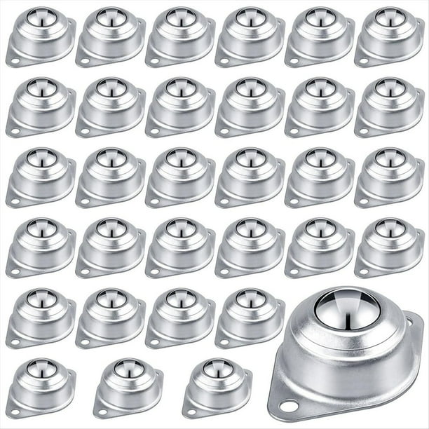 Rodamiento de Transferencia de Bolas de Rodillos 30 Piezas, Ruedas de Bolas de Acero Al Carbono de 1/2 Pulgada, Unidad de Transferencia de Bolas Redondas Montada para Transportador