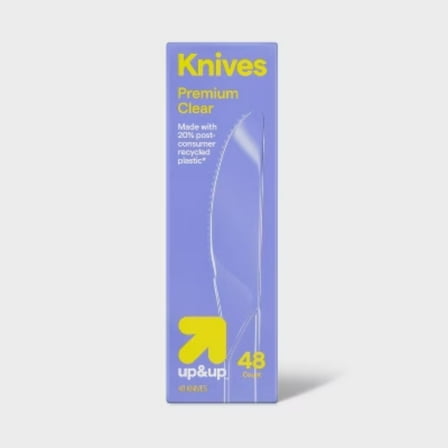 Plastic Disposable Knives, Clear, 48 Count