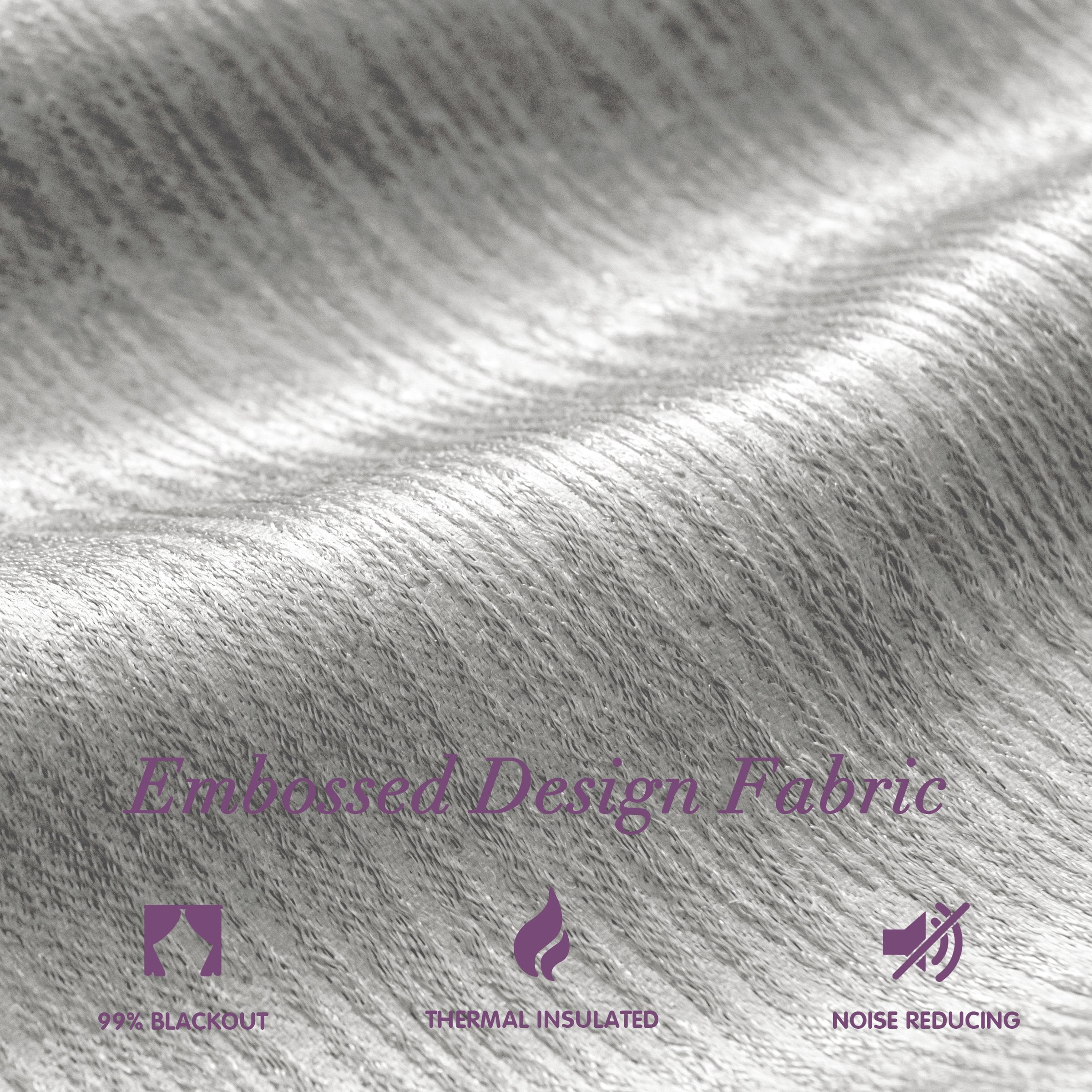 Subrtex Blackout Curtains 2 Panels Room Darkening Grommet Drapes, Greyish White, 52"x 63"