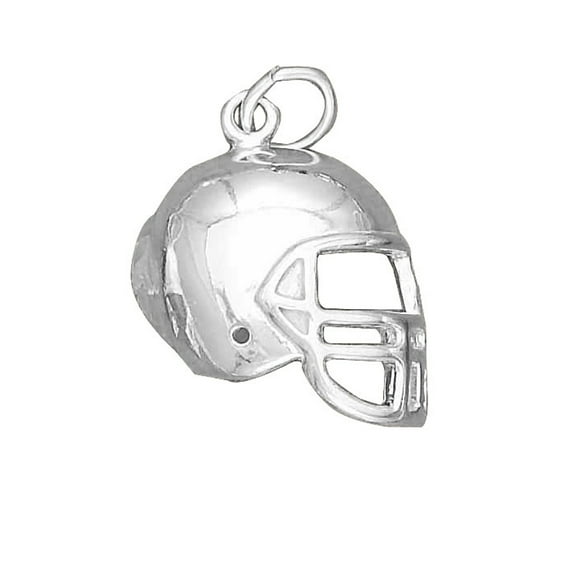 Sterling Silver 16" .8mm Box Chain Football Helmet Pendant Necklace
