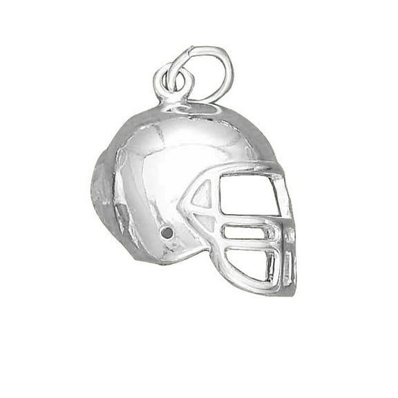 Sterling Silver 16" 1.2mm Box Chain Football Helmet Pendant Necklace