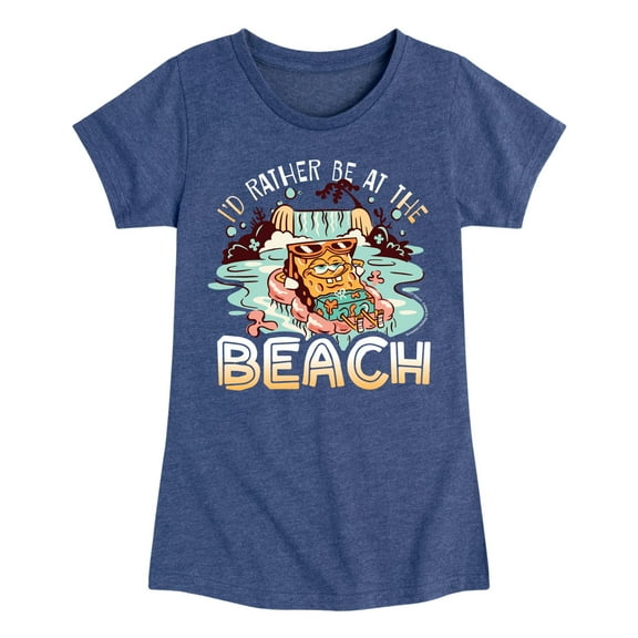 SpongeBob SquarePants - Rather Be At Beach - Toddler & Youth Girls Short Sleeve Graphic T-Shirt
