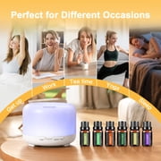 Fimilo 500ml Essential Oil Diffuser with 6*10ml Essential Oils Set, Flower Aromatherapy Diffusers with Remote Control, Oil Air Humidifier Vaporizer for Large Room Bedroom Office