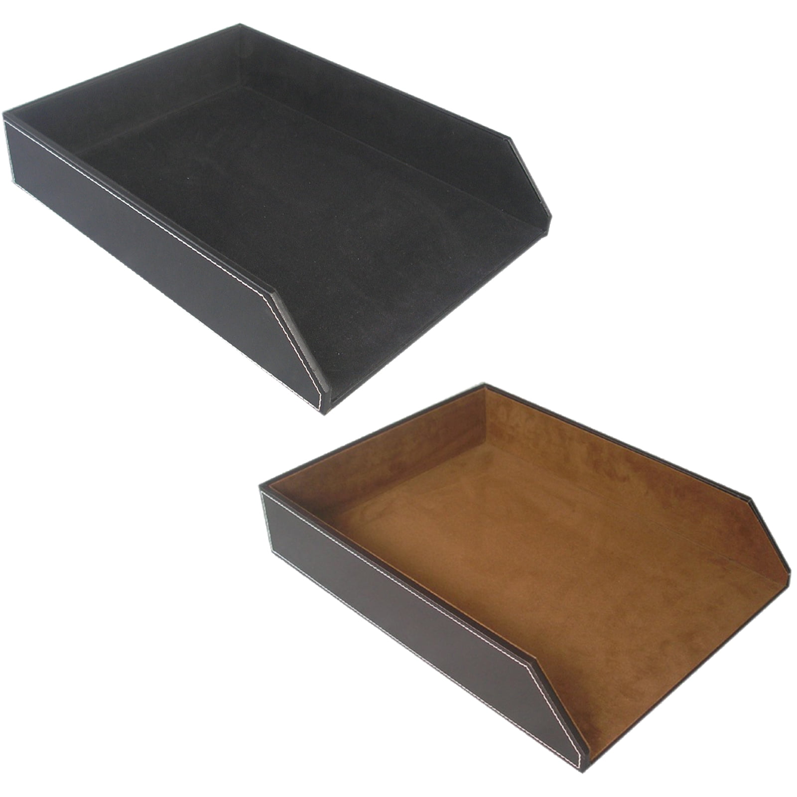 Desk Accessory A 4 File Holders Document Tray Featuring PU Leather Exterior And Protective Felt Inner Layer