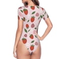 thumbnail image 4 of Haiem Floral Strawberr Women's Crew Neck Short Sleeve Bodysuit Tops Stretchy Slim Basic-Medium, 4 of 9