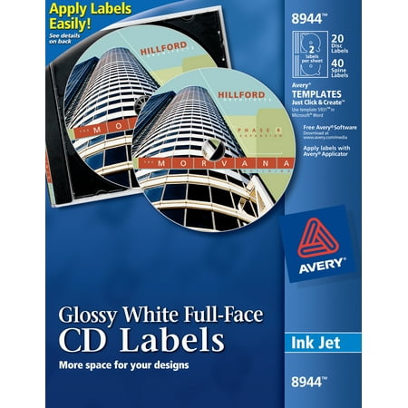 Avery Full-Face CD Labels, Permanent Adhesive, Glossy White, 20 Disc Labels and 40 Spine Labels (Best Way To Make Cd Labels)