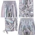 thumbnail image 5 of Raenseen Kids Boys Girls Shiny Metallic Pants Joggers Sweatpants Jazz Hip-hop Dance Pants Silver 12, 5 of 6