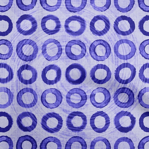 oneOone Georgette Viscose Blue Fabric Circle Sewing Material Print Fabric By The Yard 42 Inch Wide