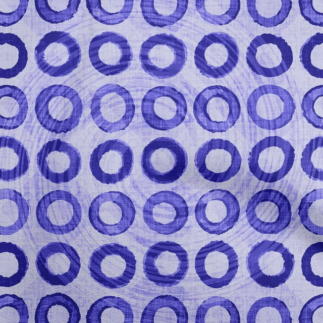 oneOone Tissu en Viscose Chiffon Bleu Cercle Matériel de Robe Tissu Imprimé Tissu au Mètre 42 Pouces de Large