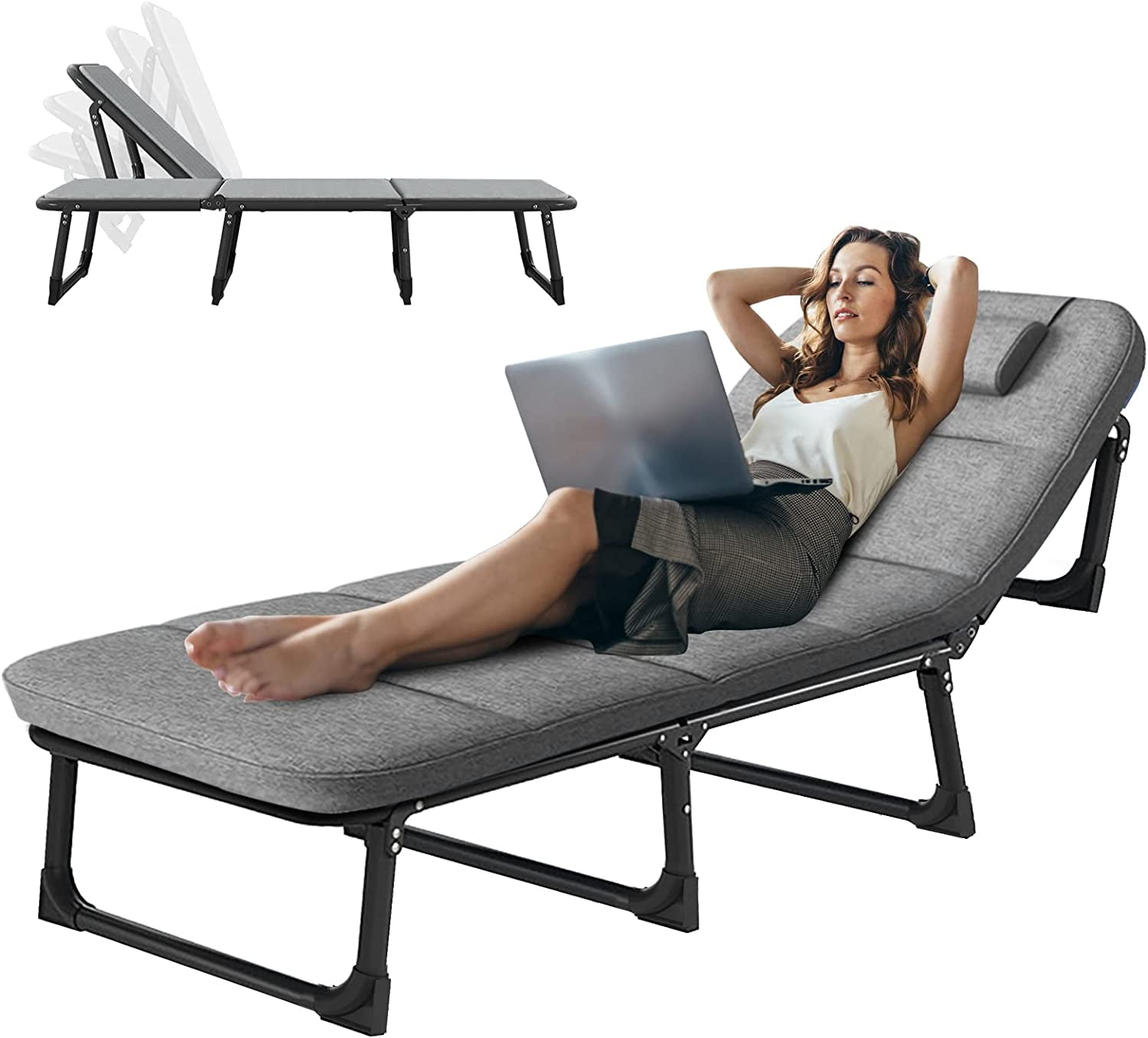 ABORON Folding Guest Bed Cot with Mattress,Portable Fold Up Bed for