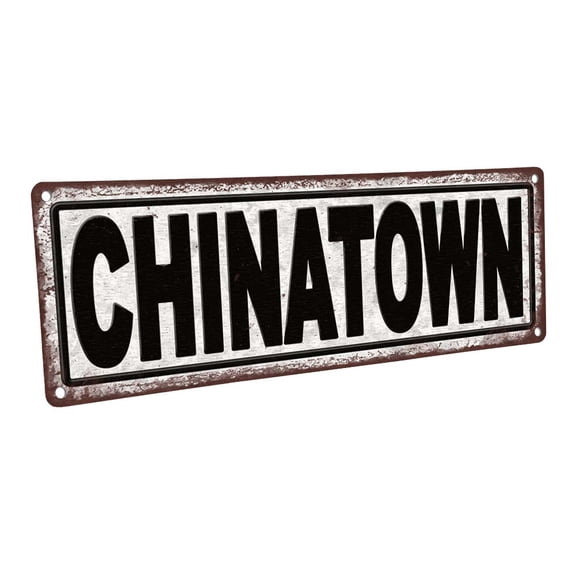 Chinatown 4"x12" Metal Sign, Wall Décor for Home and Office
