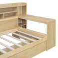 thumbnail image 5 of Twin Size Daybed with Side Bookcase and Storage Drawers, Wood Platform Bed Frame, Natural, 5 of 7
