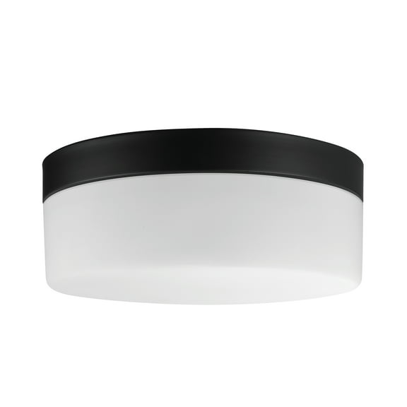 Globe Electric Mark 23-Watt Black LED Integrated Outdoor Flush Mount Ceiling Light with Frosted Glass Shade, 44658