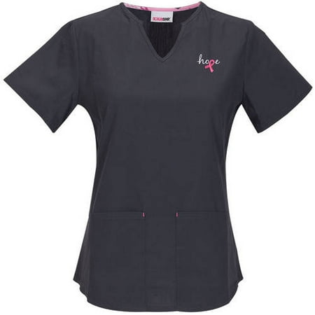 Women's Fashion Collection Breast Cancer Split V-Neck Scrub Top