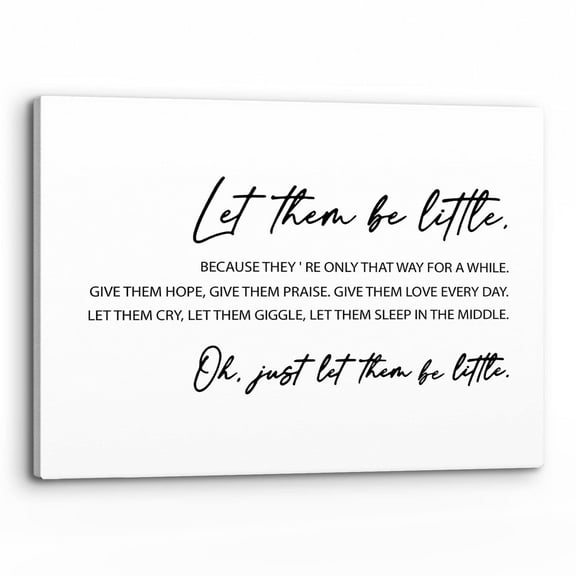 Let Them Be Little Wall Art,Minimalist Motivational Saying Print Framed Canvas Painting Artwork Home Kids Room Boys Girls Bedroom Playroom Nursery Decor