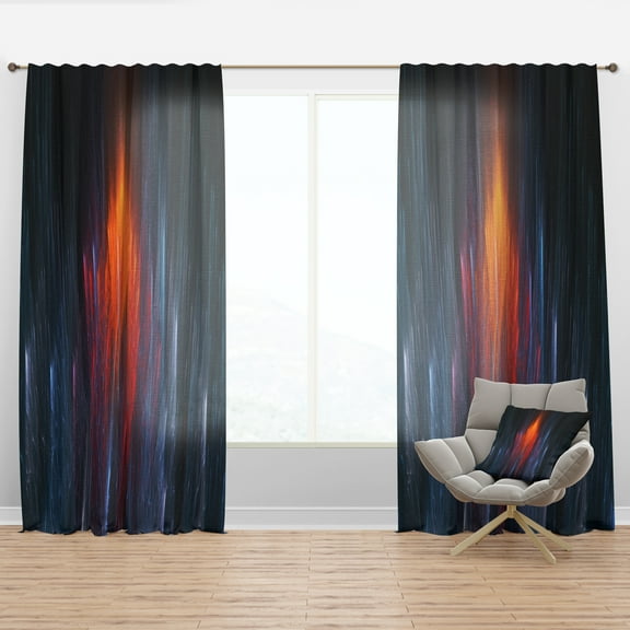 Designart 'Fractal Fire in Light Blue' Contemporary Curtain Panel