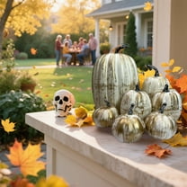 7 PCS Artificial Lifelike Simulation Mixed Pumpkins for Decorating, Fake Pumpkins, Fall Harvest Centerpieces for Tables Thanksgiving Halloween Decorations