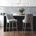 thumbnail image 2 of TOV Furniture Beatrix 25.6" Velvet Counter Stool in Pleated Light Gray, 2 of 6