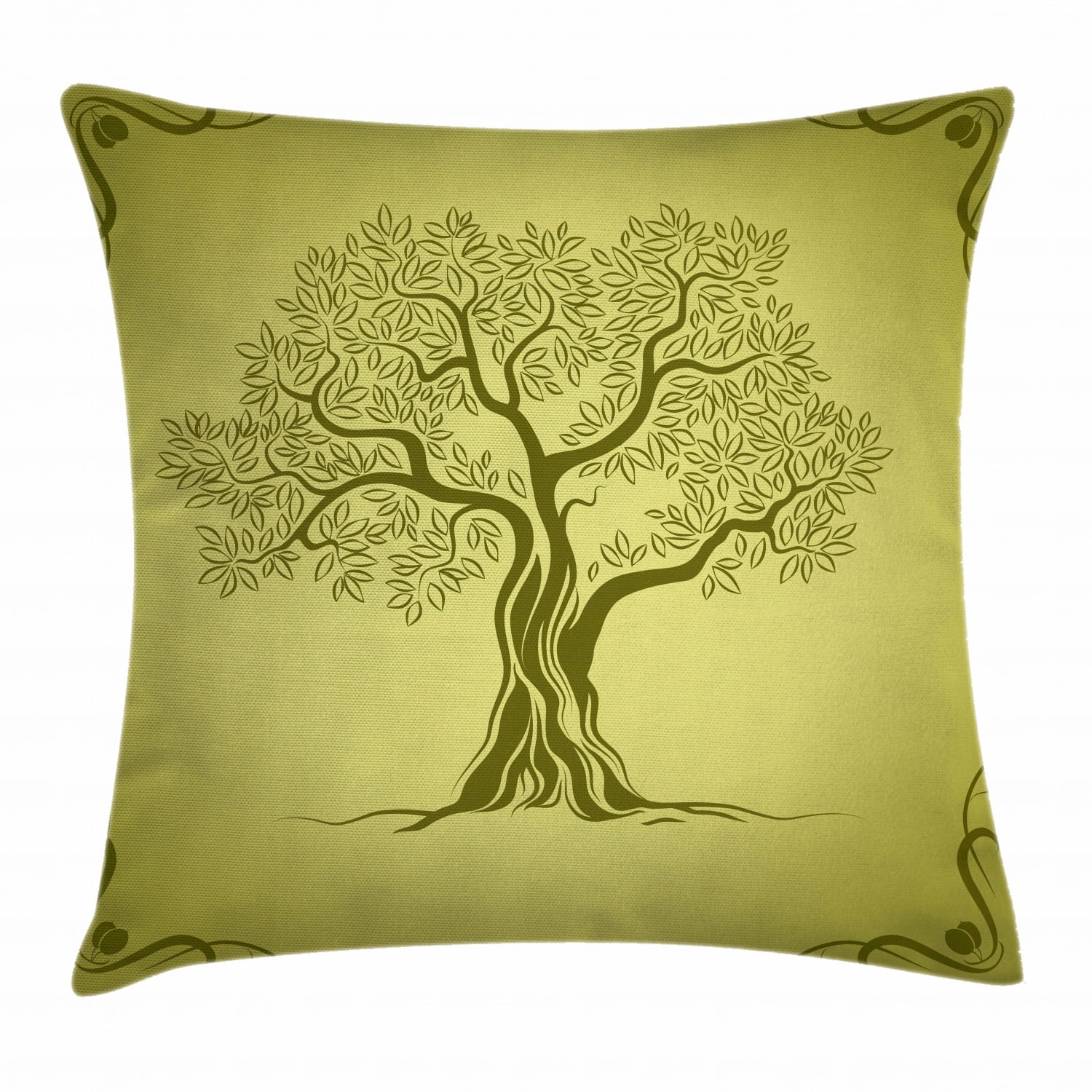 Olive Green Throw Pillow Cushion Cover, Mediterranean Olive Tree