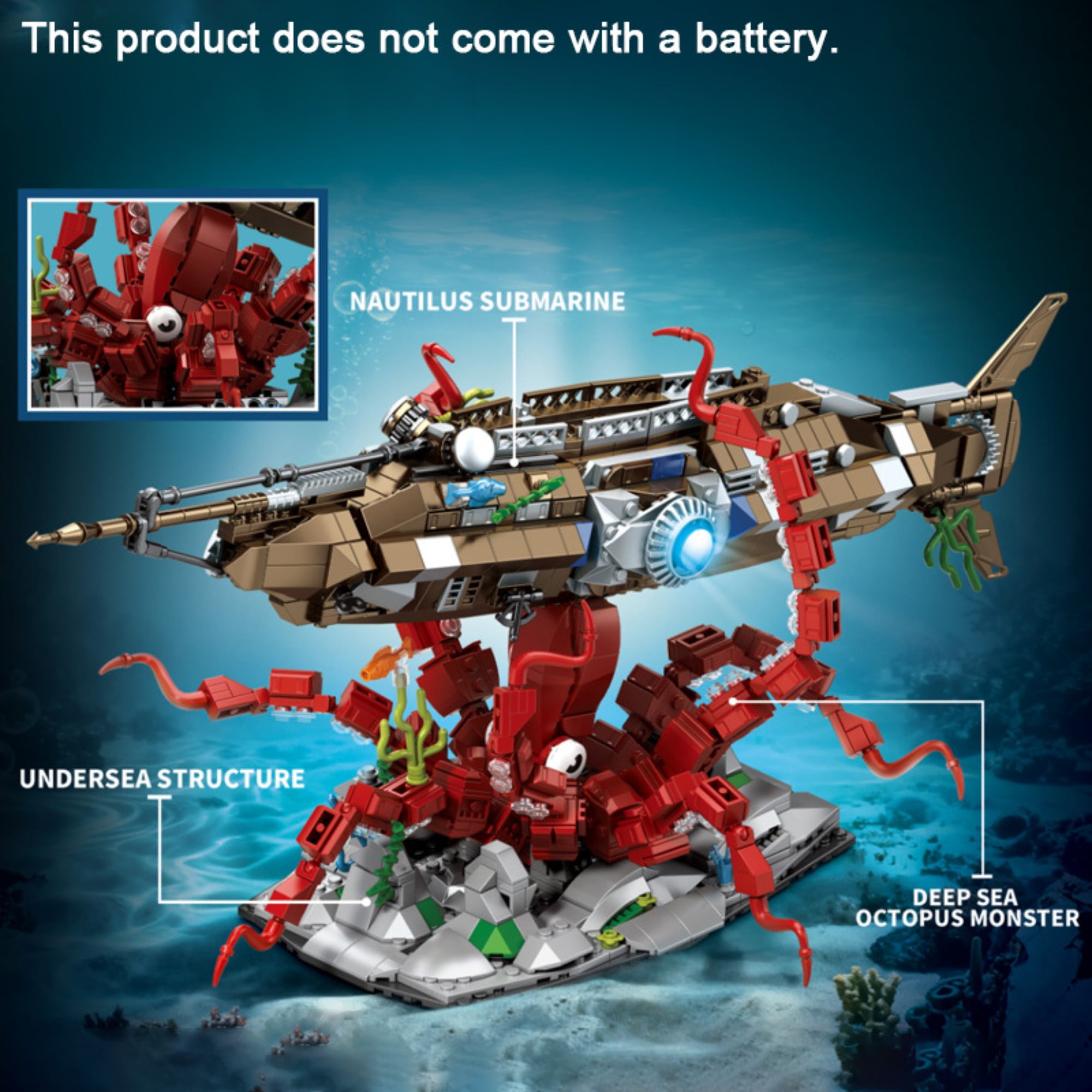 Remocguys Nautilus Submarine Building Set Compatible with Lego Architecture Collectible Model Kit with LED for Adults 1190pcs