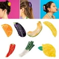 thumbnail image 4 of Fashion Acetate Women Girls Fruit Vegetable Design Clips Hair Claws Ponytail Holder Sweet Hairpins 05, 4 of 8