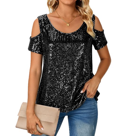 Juslio Plus Size Blouses for Women Short Sleeve Casual Solid Color V-Neck Shirts Tops L