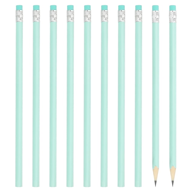 Unique Bargains Crayons Ronds avec Gomme, Mine HB, Vert Clair, 24 Unités
