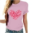 thumbnail image 3 of LIBRCLO Womens Shirts for Valentine Printed Fashion Short Sleeve Round Neck T-Shirt, Casual Holiday Spring Top, 3 of 4