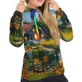 thumbnail image 5 of Yiaed Cozy Cottage Lakeside Sunset Print Womens Casual Hoodies Crew Neck Long Sleeve Sweatshirts With Pocket Pullover Tops Women's Hooded Sweatshirt-Small, 5 of 5