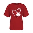 thumbnail image 4 of Pxiakgy Vente Chaude! T-Shirt Trèfle de la Saint-Patrick pour Femmes Chanceux Irlandais à Manches Courtes T-Shirt Graphique Trèfle Mode Décontractée Imprimé Amour Col Rond Manches Courtes T-Shirt Rouge m, 4 of 4