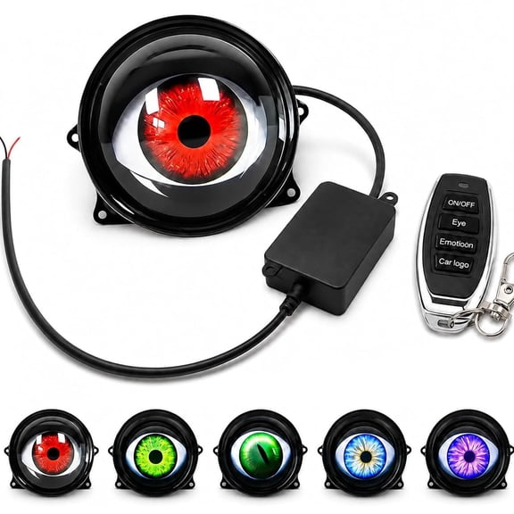 Demon Eye Headlights – Dynamic LED Devil Eyes Kit with HD Lens, 6 Animated Eye Patterns, Universal 12-36V Projector Lights for Car SUV Motorcycle