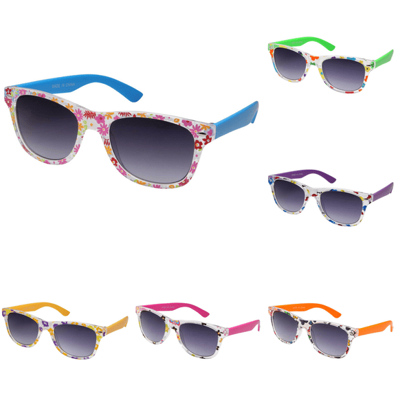 grinderPUNCH Kids Party Sunglasses - Neon Assorted Pattern Novelty Frame For Party Favors Decorations Gifts - For Kids and Teenagers