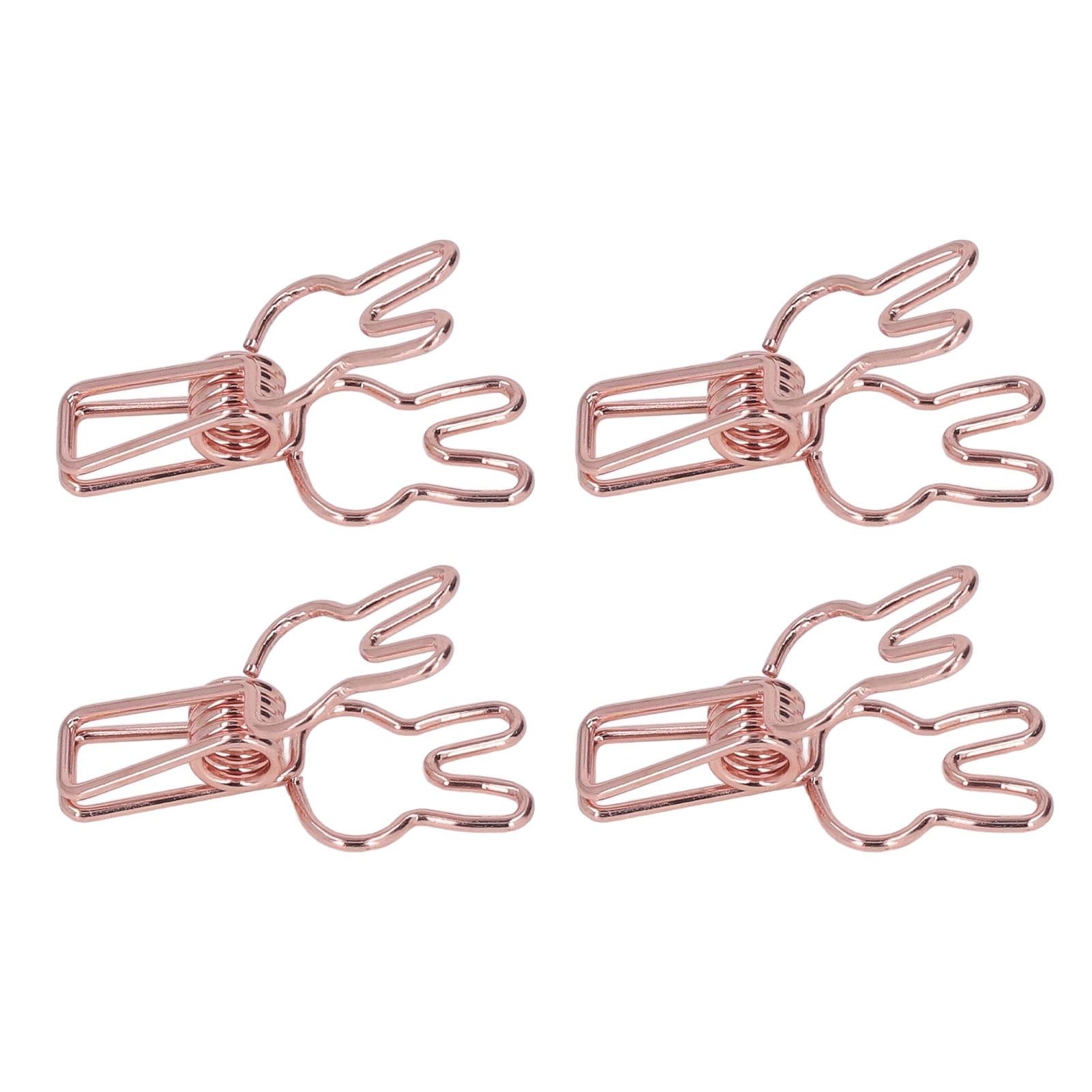 BOKYAN 100Pcs Bunny Binder Clips, Hollow Out Cute Metal Small Paper Clips for Documents, Clothes, Paper, Rose Gold (7.87 inches / 20 cm)