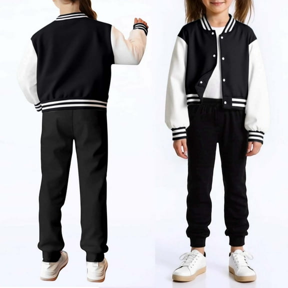 Cuzibr Boys Jacket Stylish Casual Baseball Jacket Striped Long Sleeve Button Down School Uniform Cardigan Lightweight Comfortable Winter Clothes,Black,3-4 Years