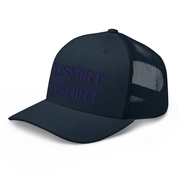 Clichirt Adult Unisex 3D Puff Embroidered Navy Double-Branded Adjustable Navy Retro Trucker Hat