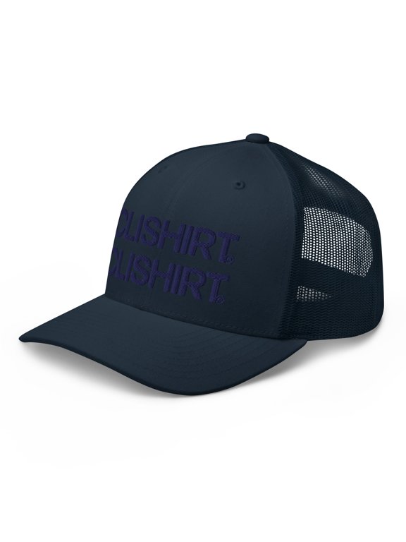 Clichirt Adult Unisex 3D Puff Embroidered Navy Double-Branded Adjustable Navy Retro Trucker Hat