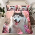 thumbnail image 2 of jejeloiu Cute Puppy Dogs Bed Sheets,Pink Flowers Blossom King Sheets For Girls Boys 4pcs, 2 of 7