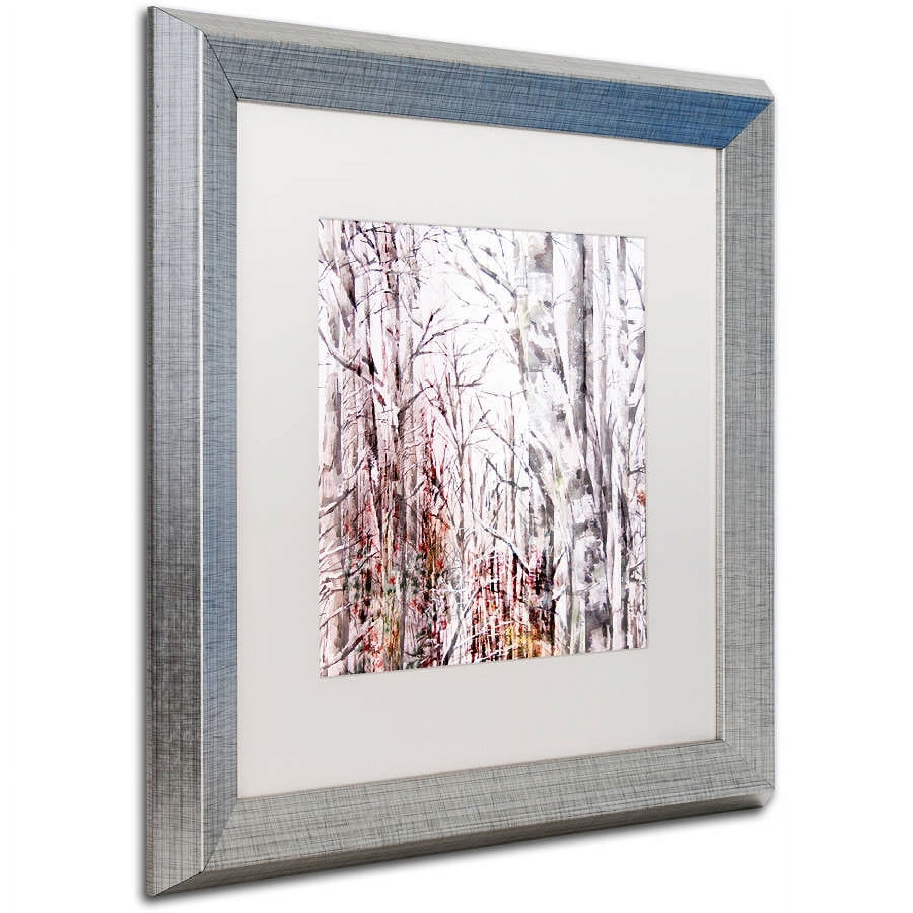 Trademark Fine Art "Winter Trees" Canvas Art by Lisa Powell Braun, White Matte, Silver Frame
