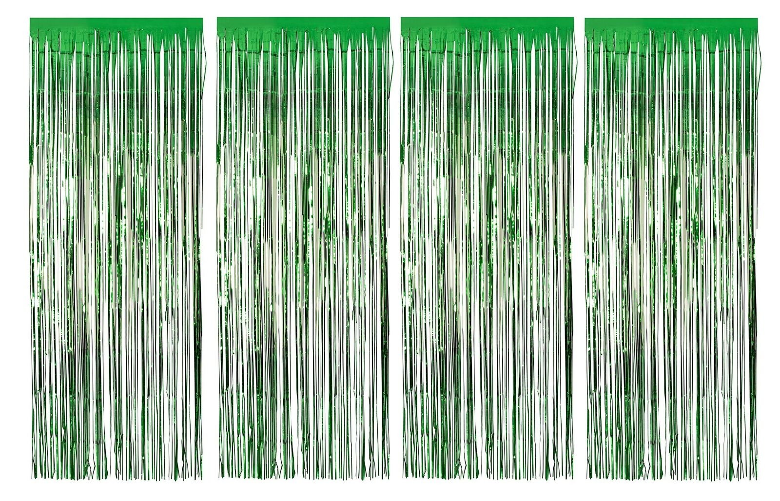 Foil Fringe Curtains 4Pack Metallic Green Foil Curtain, Tinsel